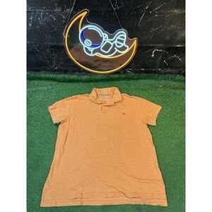 Polo Jeans Company Men's Polo Orange Shirt Size XL Short‎ Sleeve Flag Logo